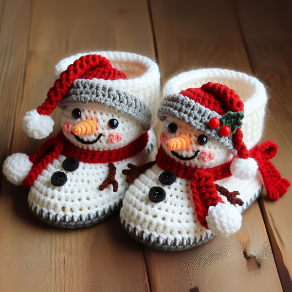 4 en 1: Ensemble de Chaussons de Noël – Modèle de Crochet