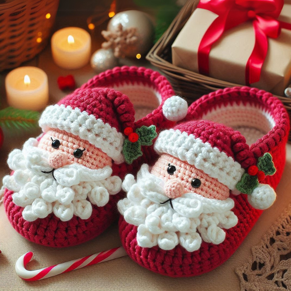 4 en 1: Ensemble de Chaussons de Noël – Modèle de Crochet