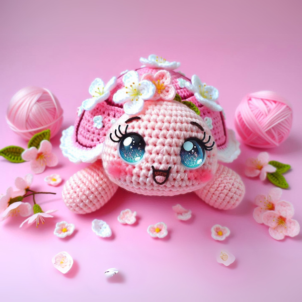 4 en 1: Ensemble Tortue en Fleurs – Modèle de Crochet