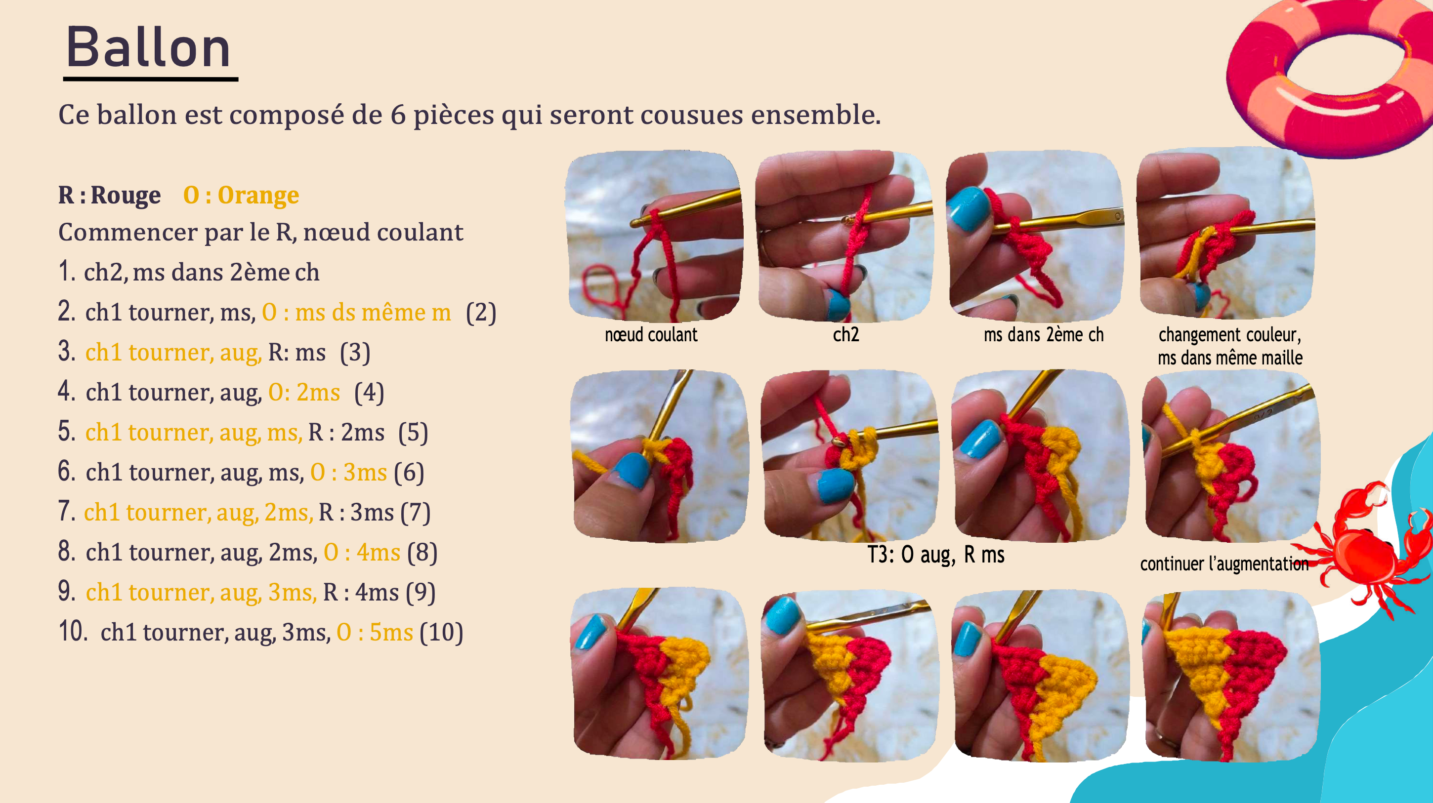 Balle de plage amigurumi - Modèle de crochet