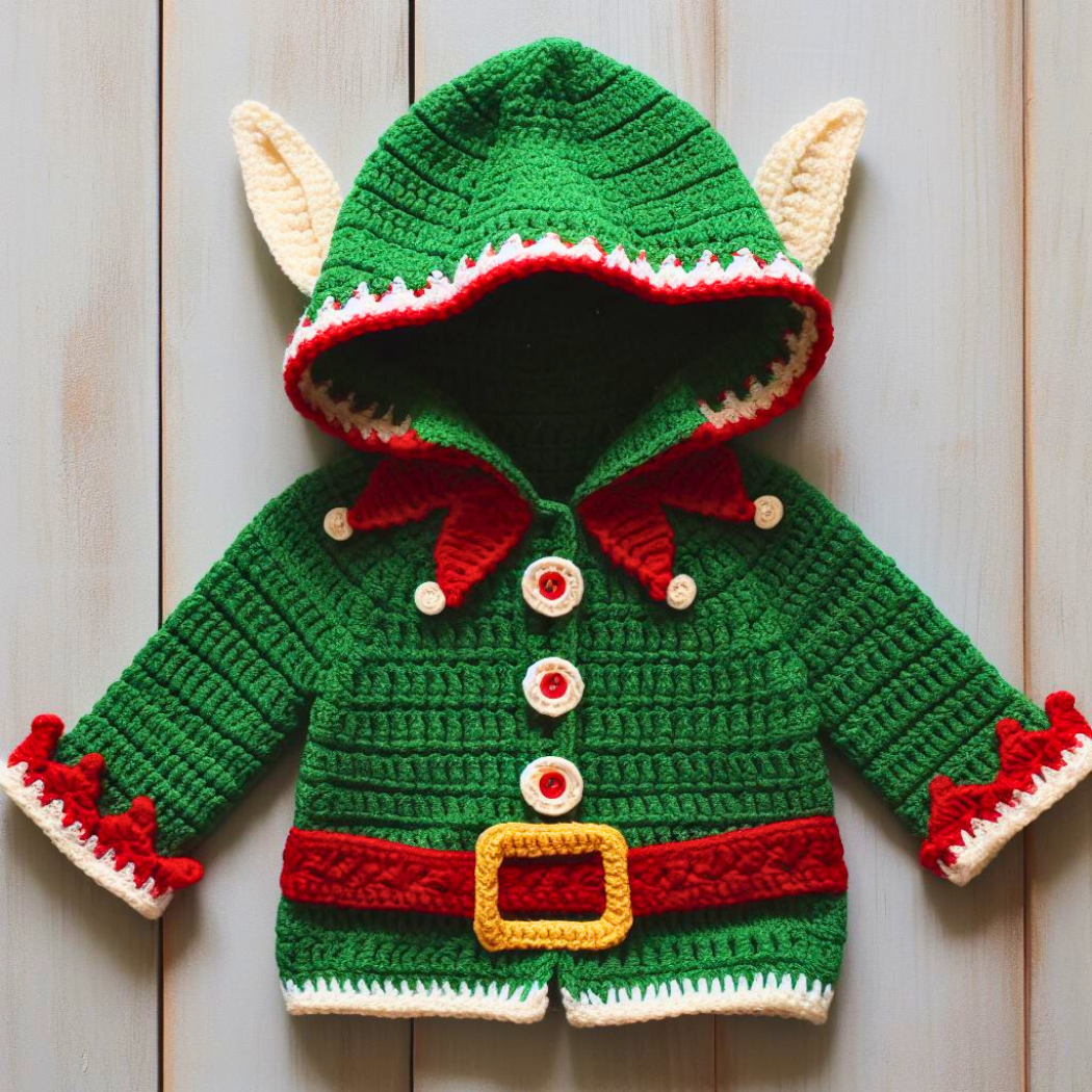 4 en 1 TOUTES LES TAILLES Cardigans à Capuche de Noël – Modèle au Crochet