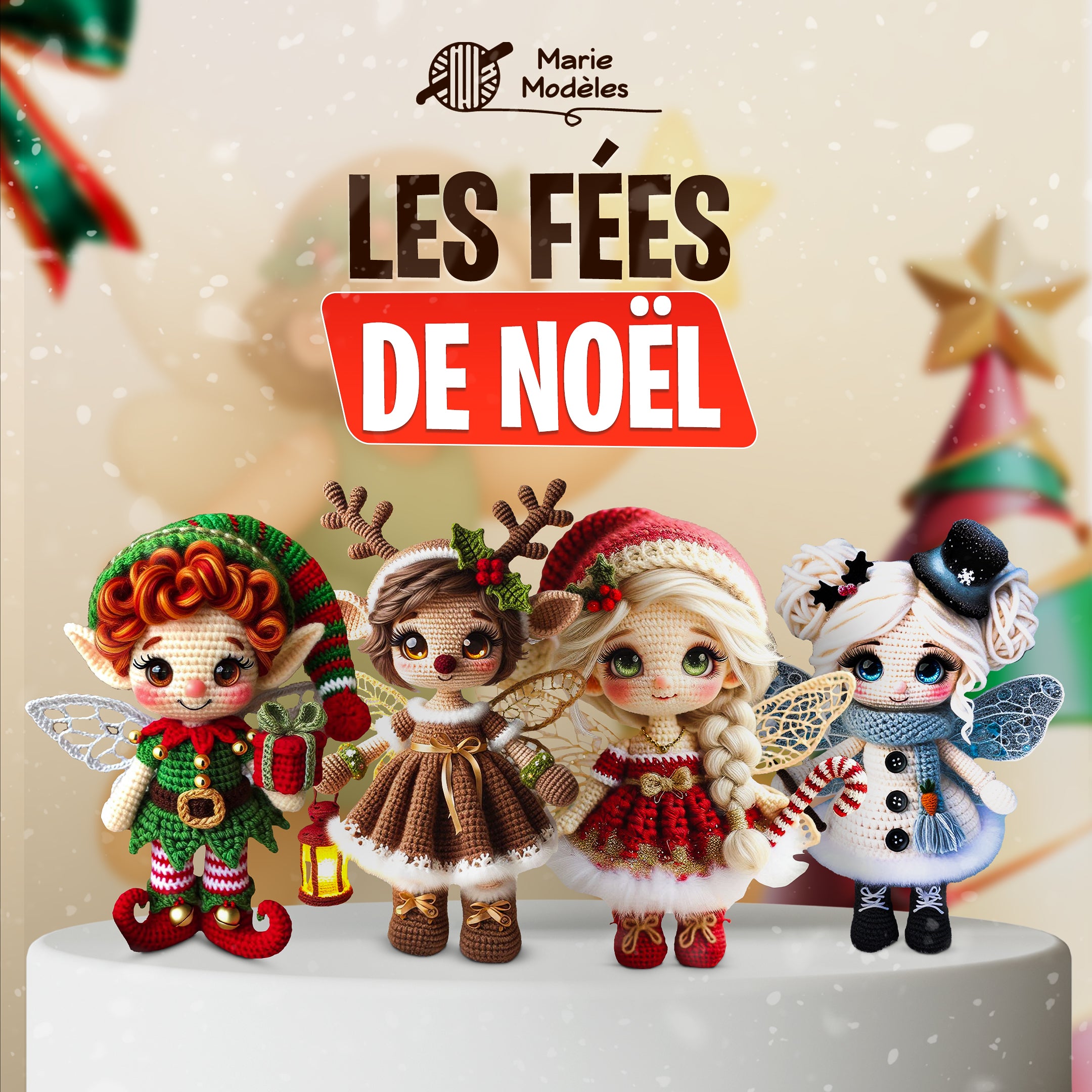 4 en 1 Ensemble de Fées de Noël - Modèle au Crochet