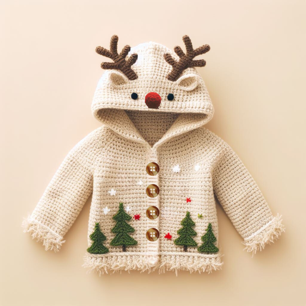 4 en 1 TOUTES LES TAILLES Cardigans à Capuche de Noël – Modèle au Crochet