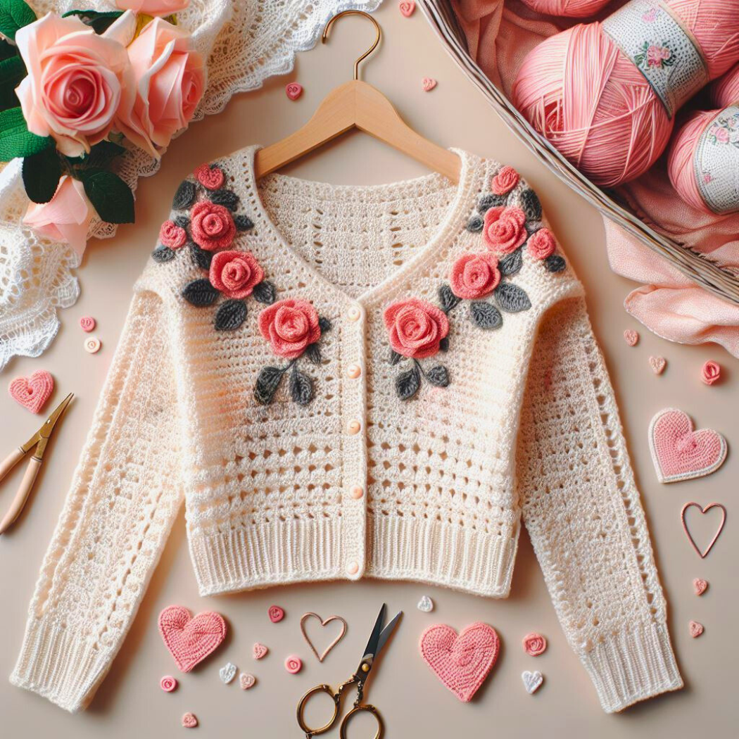 Cardigan à roses pour Toutes les tailles - Modèle de crochet