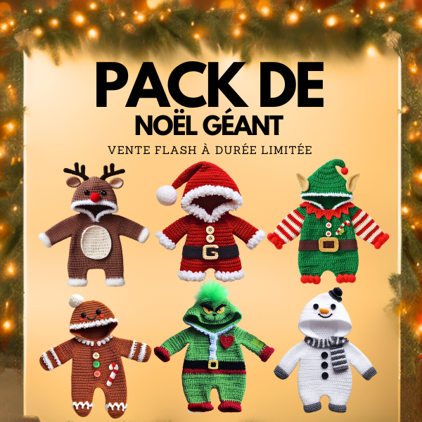 6 en 1 : Ensemble de Grenouillères de Noël pour Bébé – Modèle de Crochet