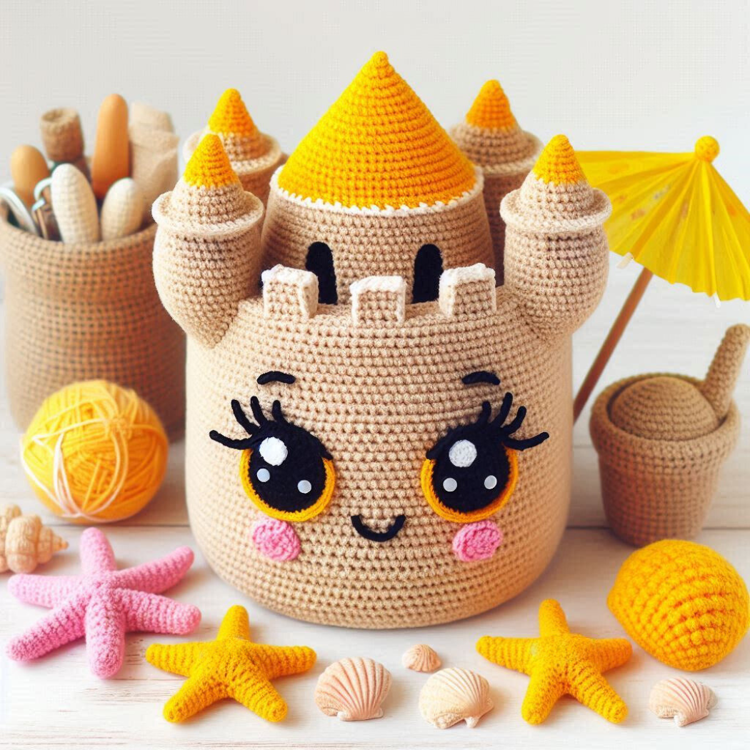 Château de sable amigurumi - Modèle de crochet