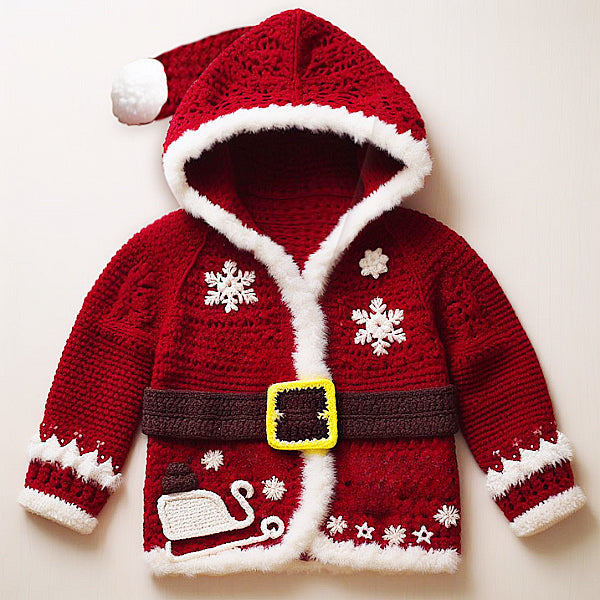 4 en 1 TOUTES LES TAILLES Cardigans à Capuche de Noël – Modèle au Crochet