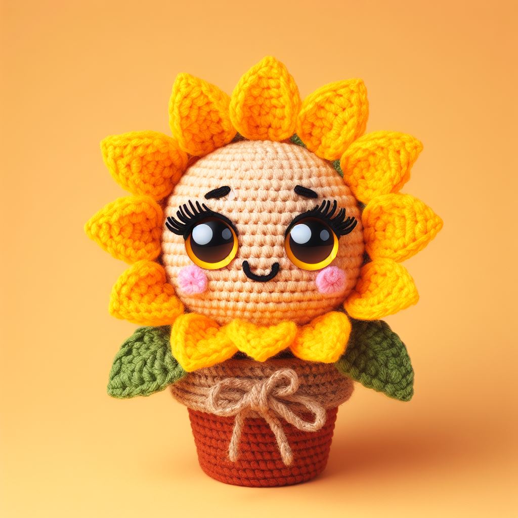 Pot de Tournesol - Modèle de Crochet