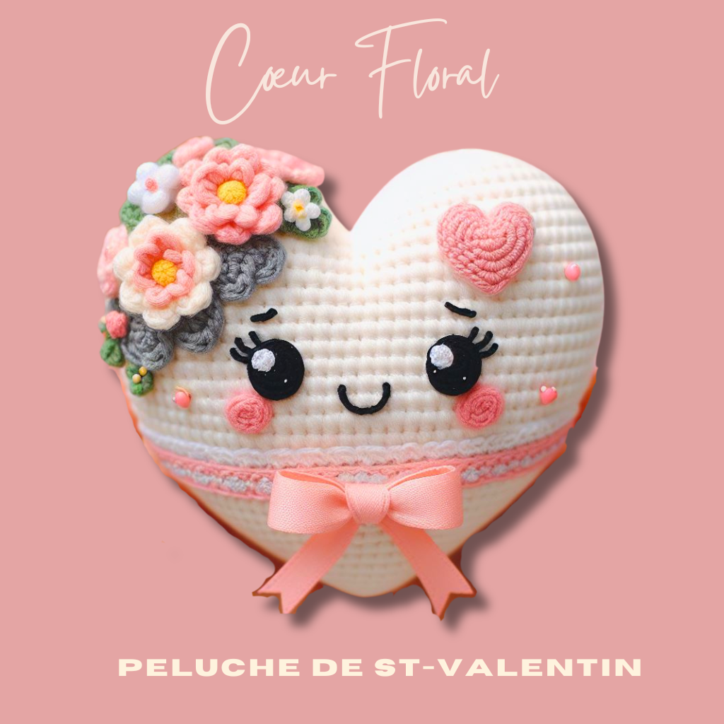Peluche Cœur Floral - Modèle de crochet